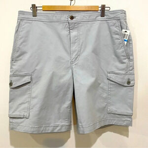 NWT Van Heusen Cargo Shorts 36 Inseam 8in Stretch Cotton - Stone Grey